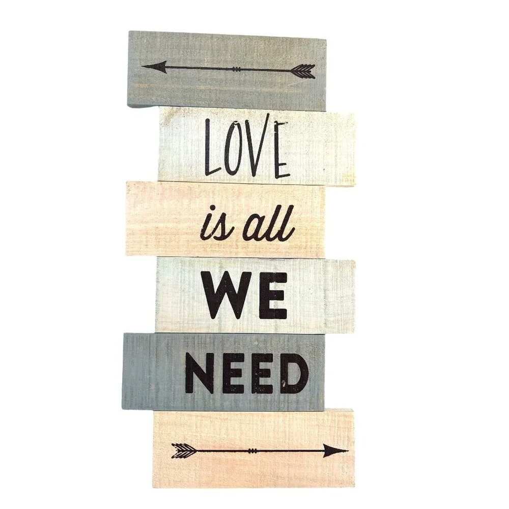 Home Decor Wood Sign Love is all We Need Multicolored Rustic/Country/Farmhouse